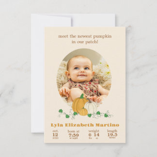Anuncio de nacimientos de calabaza de otoño