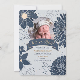 Anuncio de nacimientos de niños en negrita azul bo