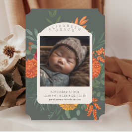 Anuncio de nacimientos florales en otoño Verde azu