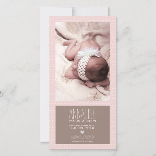 Anuncio de natalidad de bebé con foto de momento d (Anverso)