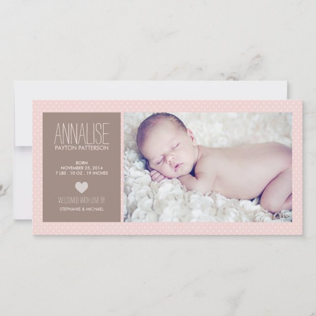 Anuncio de natalidad de bebé con foto de momento d (Anverso)