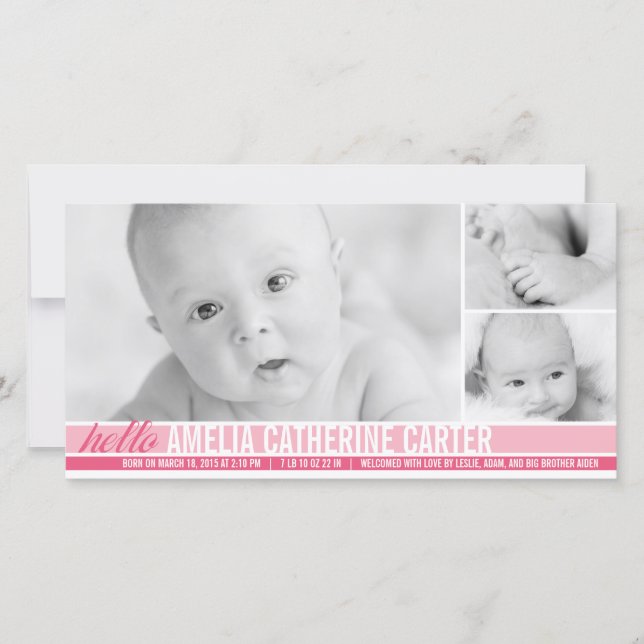 Anuncio de natalidad de bebé de tono moderno (Anverso)