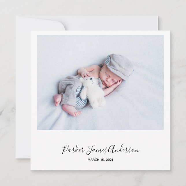 Anuncio de natalidad de tarjeta moderna 'foto al e (Anverso)