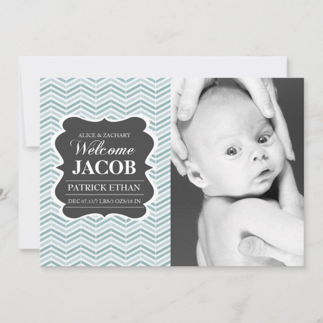 Anuncio de natalidad en pizarra azul vintage (Anverso)