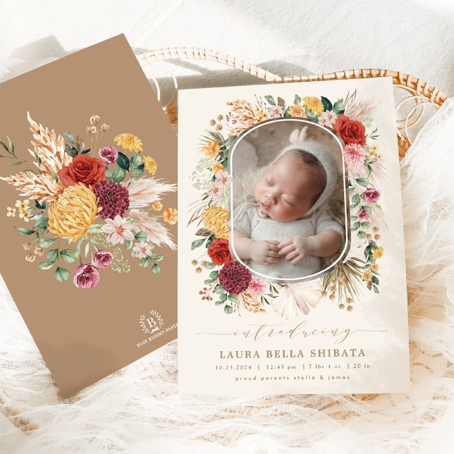 Anuncio de natalidad tropical de Boho Pampas (Subido por el creador)
