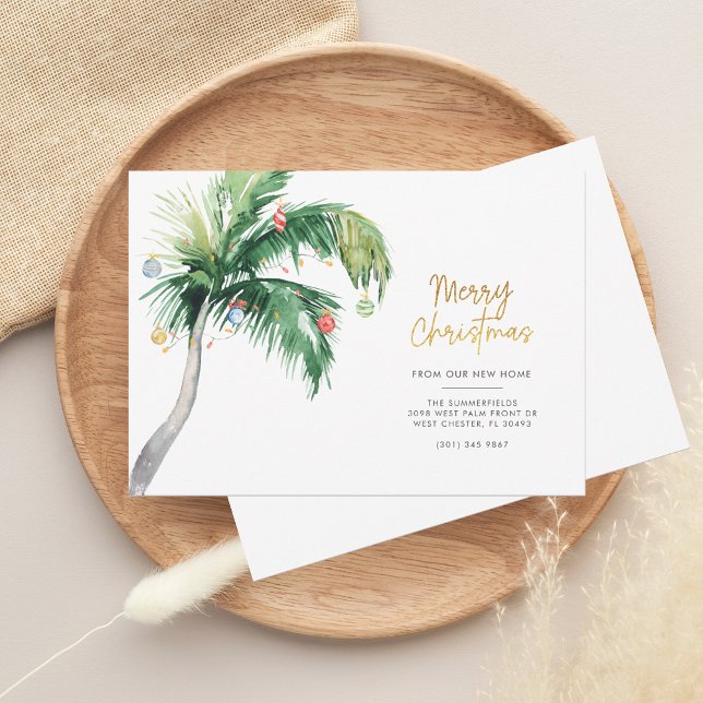 Anuncio de Navidad de Palma en Movimiento para las (Merry Christmas Tropical Palm Tree Scrip Moving Announcement)