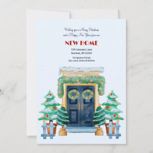 Anuncio de Navidad en la puerta principal al mudar