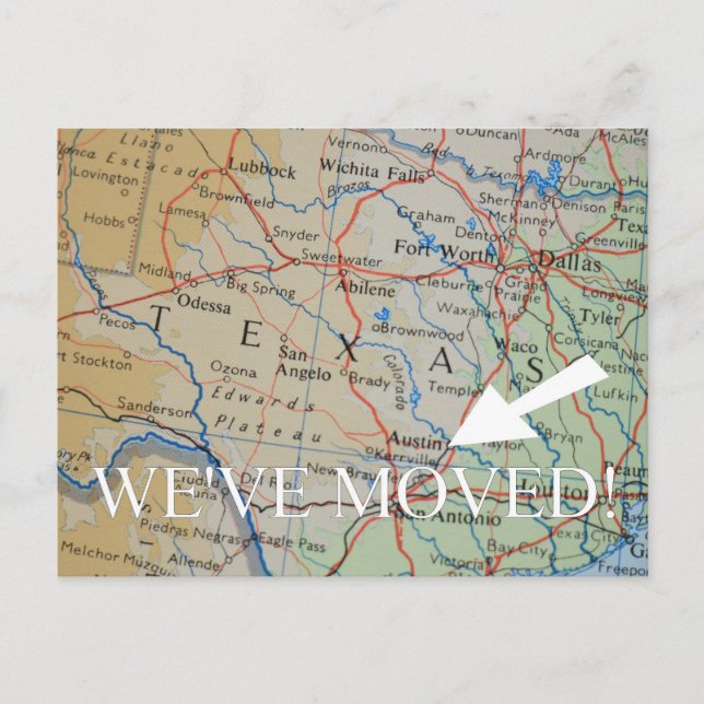 Anuncio de nueva dirección en Austin, Texas (Anverso)