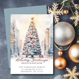 Anuncio de nueva dirección en City Street Christma