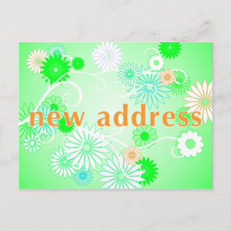 anuncio de nueva dirección: flores retro