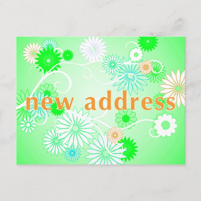 anuncio de nueva dirección: flores retro (Anverso)