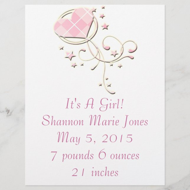 Anuncio de nuevo bebé Volante (Frente)