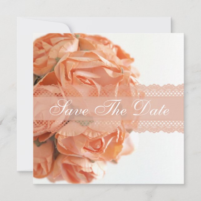 Anuncio de Peach Roses y Encaje Save The Date (Anverso)
