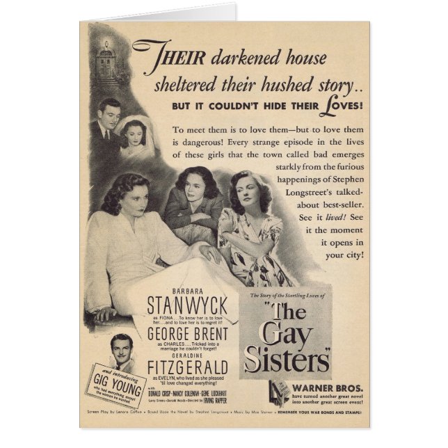 Anuncio de películas de Las Hermanas Gays de 1942 (Frente)