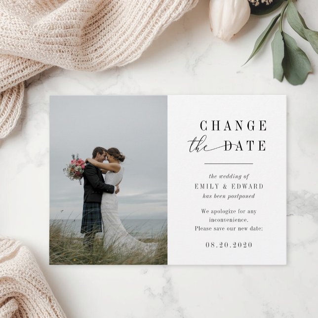 Anuncio de posposición de boda con foto moderna (Subido por el creador)