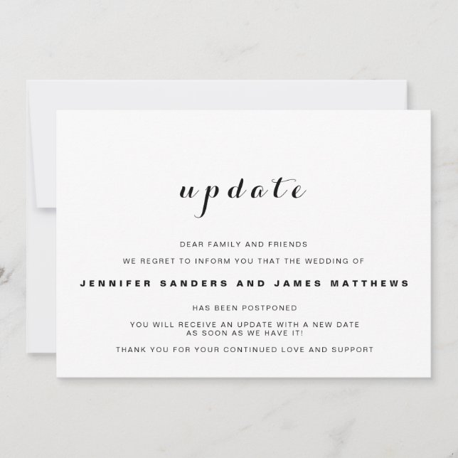 Anuncio de Postergación de Actualización de Boda (Anverso)