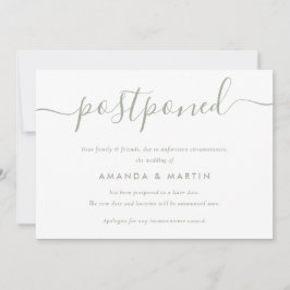 Anuncio de Postergación de Boda en Verde Salvia Mo