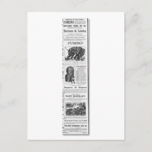 anuncio de programas morales de Barnum y Londres (Anverso)