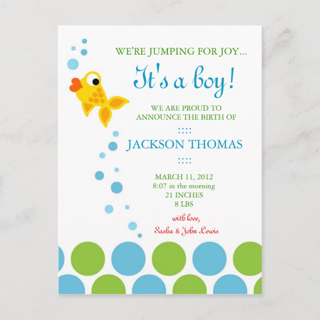 ANUNCIO DE QUE ES UN NIÑO CON SALTOS DE ALEGRÍA (Anverso)