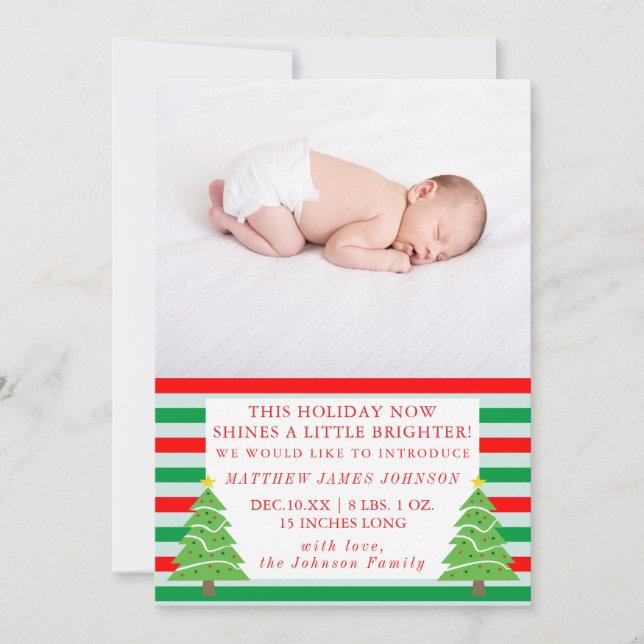 Anuncio de recién nacido de Navidades brillantes (Anverso)