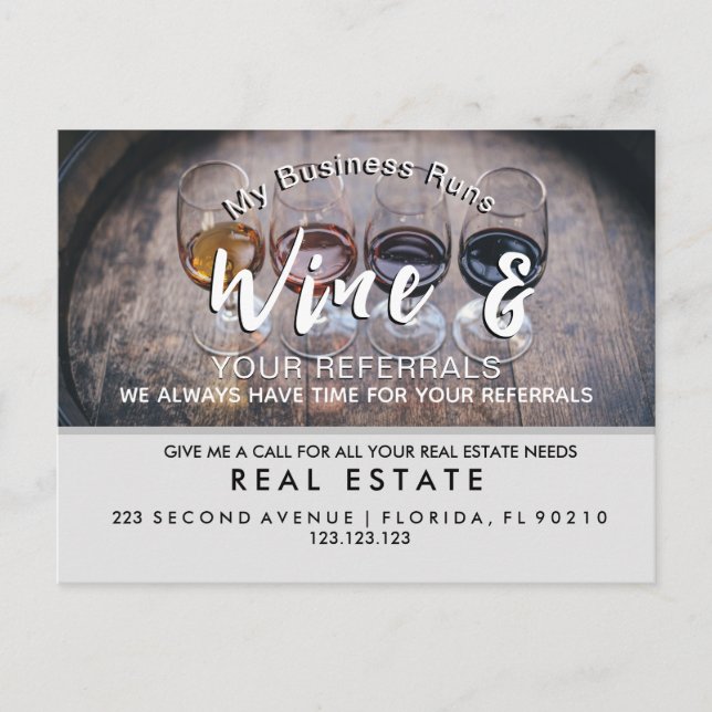 Anuncio de referencias de vino inmobiliario (Anverso)