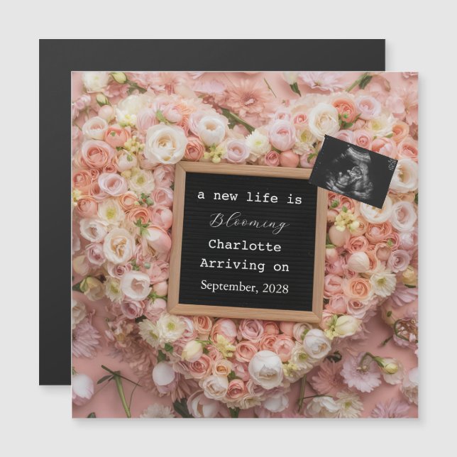 Anuncio de Revelación de Bebé Floral Pastel  (Anverso/Reverso)