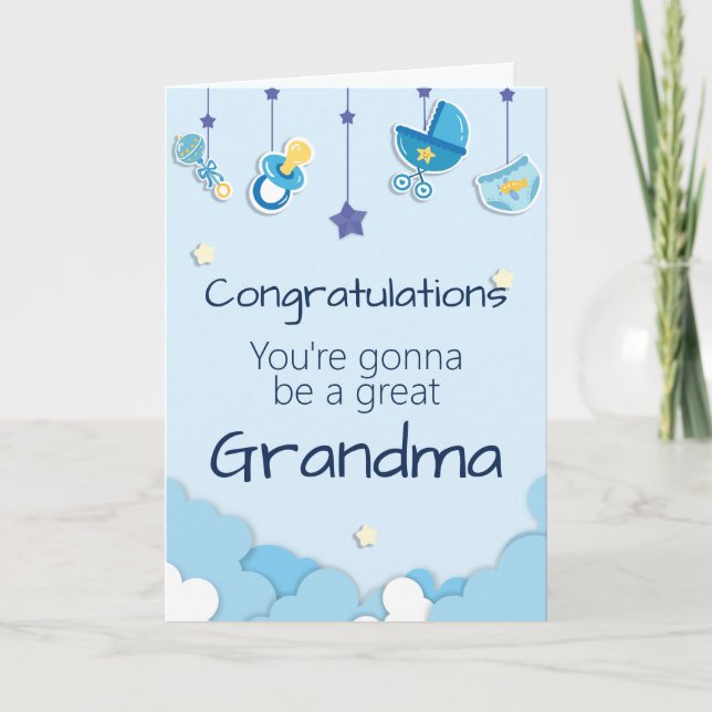 Anuncio de Revelación de Bebé Niño Abuela (Anverso)