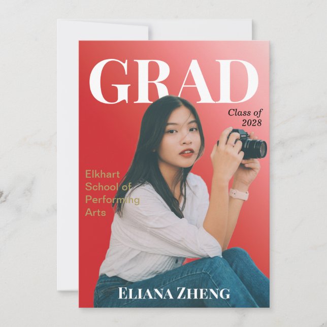 Anuncio de Revista de Graduación Rojo Negro Blanco (Anverso)