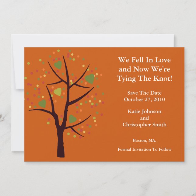 Anuncio de Save The Date Árbol de Otoño se enamoró (Anverso)