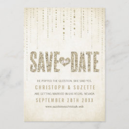 Anuncio de Save The Date con aspecto de brillo dor
