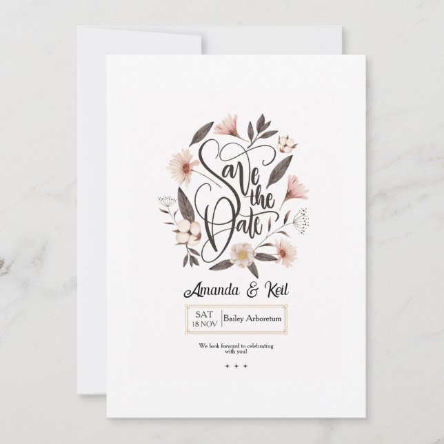 Anuncio de Save the Date con Caligrafía (Anverso)
