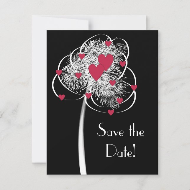 Anuncio de Save the Date de árbol de corazones y f (Anverso)