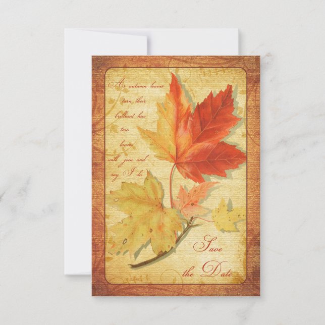 Anuncio de "Save the Date" de Boda de Hojas de Oto (Anverso)