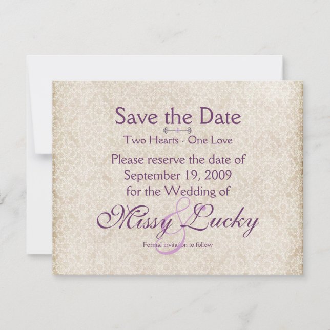 Anuncio de "Save the Date" de Encaje de Marfil (Anverso)