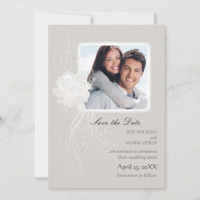 Anuncio de "Save the Date" de Foto de Rosa de Plat (Anverso)