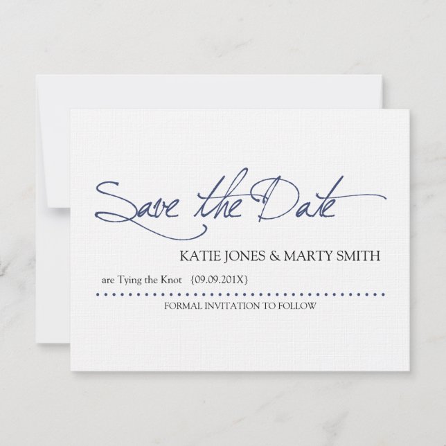 Anuncio de Save the Date de Letra | Azul Marino (Anverso)
