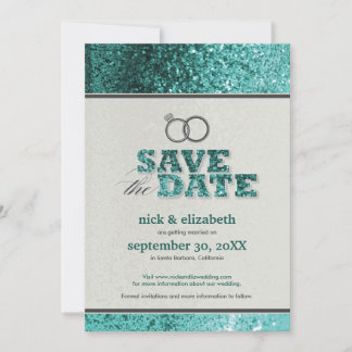 Anuncio de "Save the Date" Glitter Bling (aqua)