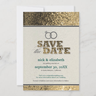 Anuncio de "Save the Date" Glitter Bling (dorado)