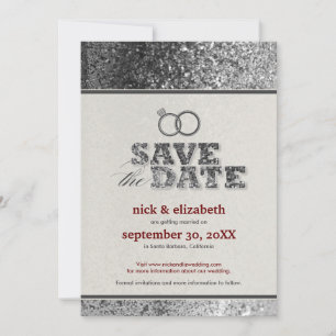Anuncio de "Save the Date" Glitter Bling (plata)