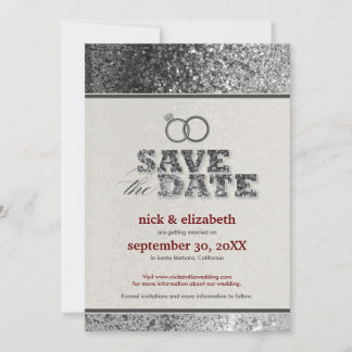 Anuncio de "Save the Date" Glitter Bling (plata)