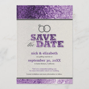 Anuncio de "Save the Date" Glitter Bling (púrpura)