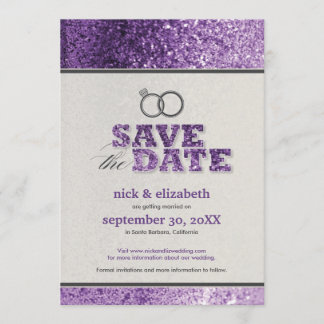 Anuncio de "Save the Date" Glitter Bling (púrpura)