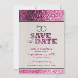 Anuncio de "Save the Date" Glitter Bling (rosa)