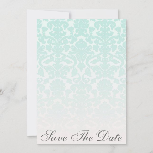 Anuncio de Save The Date Simple Chic Mint Damask (Anverso)