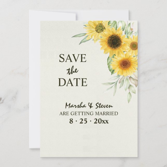 Anuncio de Sunflowers Save the Date (Anverso)
