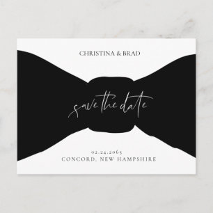 Anuncio de Tarjeta de Boda de Pajarita Negro y Bla