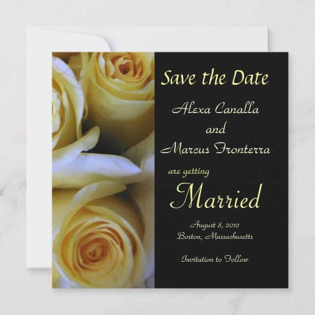 Anuncio de Tarjeta de Boda de Rosa Amarilla para G (Anverso)