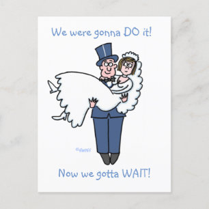 Anuncio de Tarjeta de Boda Pospuesta con Humor en 