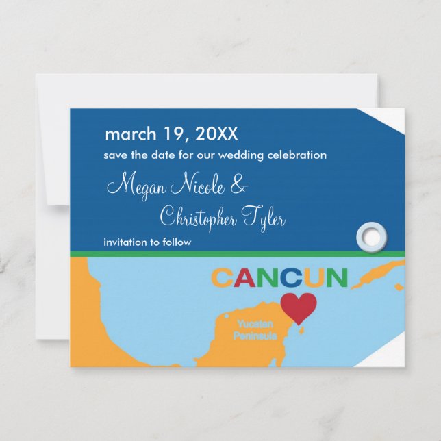 Anuncio de tarjeta de equipaje de Cancun para guar (Anverso)