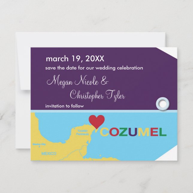 Anuncio de tarjeta de equipaje de Cozumel para gua (Anverso)